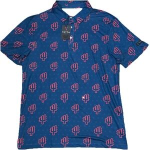 Yatta Golf Men's Medium Cactus Print Desert Heat Short Sleeve Performance Polo